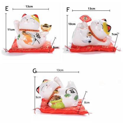 4 inch Ceramic Maneki Neko Figurine Lucky Cat Money Box Fortune Cat Ornament Piggy Bank Feng Shui Business Gift