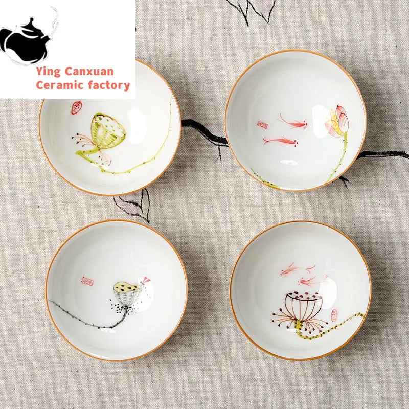 4 pcs/lot Ceramic Teacup Coffee cup Hand painted blue and white Tea Bowl Chinese Tea set Accessories Personal Single Cup