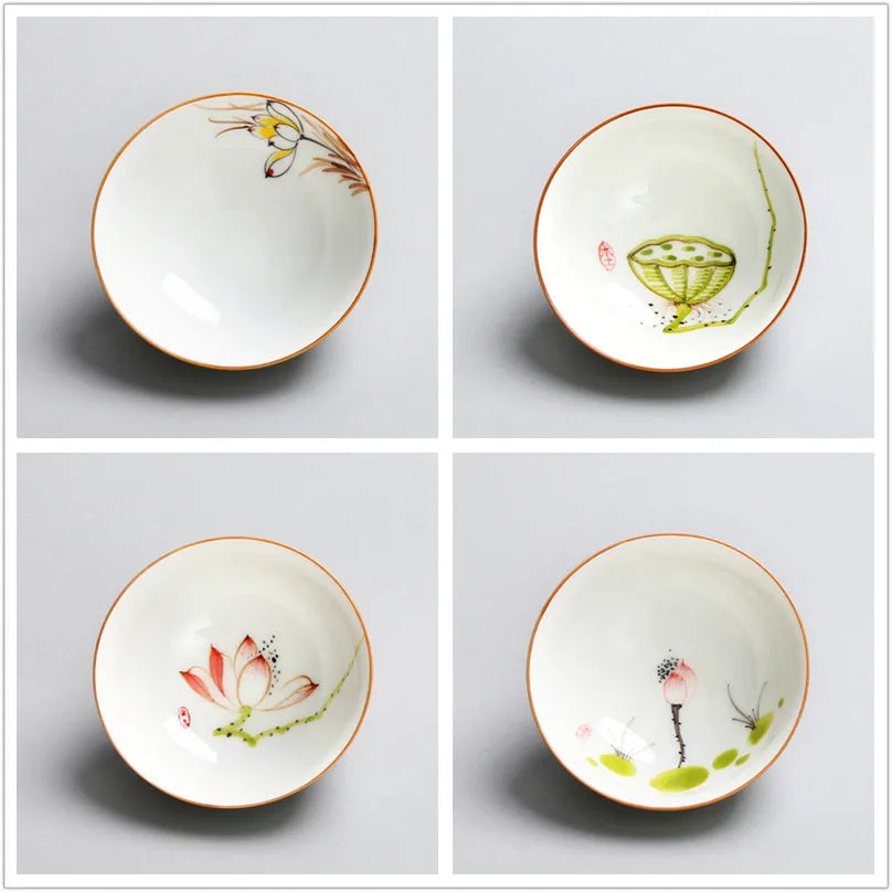 4 pcs/lot Ceramic Teacup Coffee cup Hand painted blue and white Tea Bowl Chinese Tea set Accessories Personal Single Cup