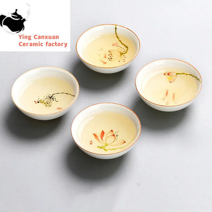 4 pcs/lot Ceramic Teacup Coffee cup Hand painted blue and white Tea Bowl Chinese Tea set Accessories Personal Single Cup