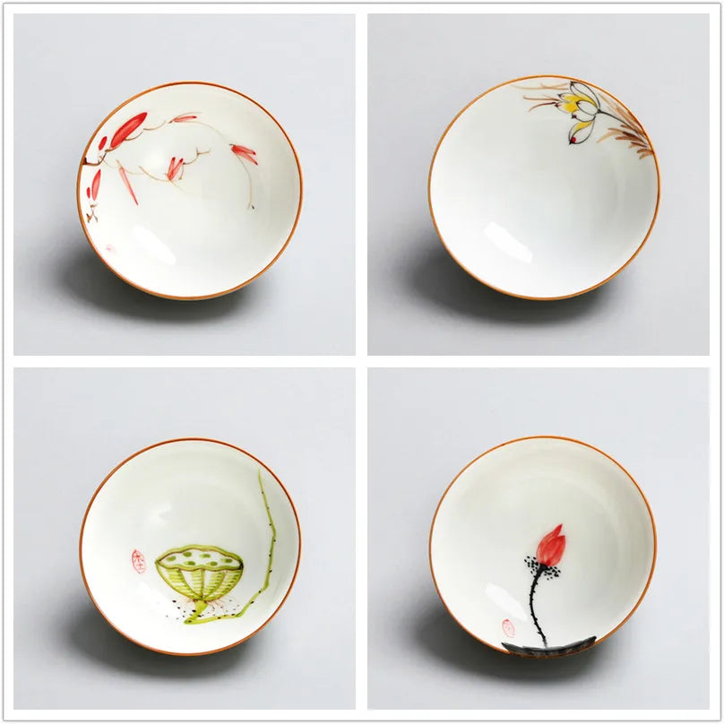 4 pcs/lot Ceramic Teacup Coffee cup Hand painted blue and white Tea Bowl Chinese Tea set Accessories Personal Single Cup