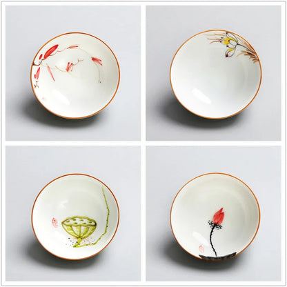 4 pcs/lot Ceramic Teacup Coffee cup Hand painted blue and white Tea Bowl Chinese Tea set Accessories Personal Single Cup