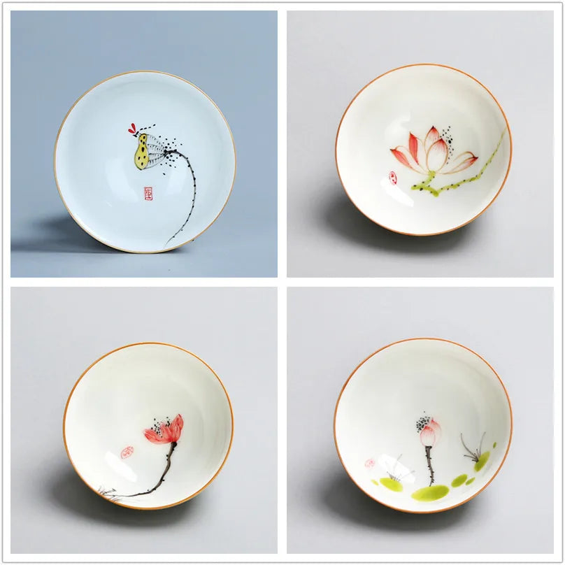 4 pcs/lot Ceramic Teacup Coffee cup Hand painted blue and white Tea Bowl Chinese Tea set Accessories Personal Single Cup