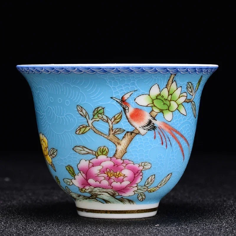 4 pcs/lot Chinese Exquisite Pastel Ceramic Teacup Coffee cup Handmade Porcelain Tea set Accessories Portable Personal Single Cup