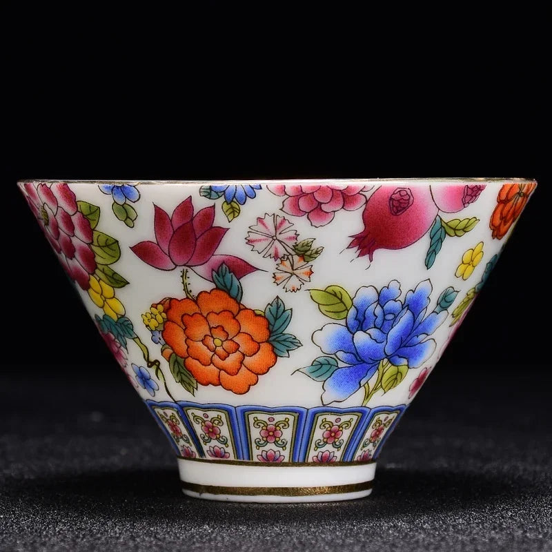 4 pcs/lot Chinese Exquisite Pastel Ceramic Teacup Coffee cup Handmade Porcelain Tea set Accessories Portable Personal Single Cup