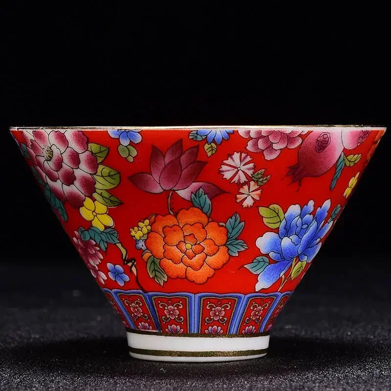 4 pcs/lot Chinese Exquisite Pastel Ceramic Teacup Coffee cup Handmade Porcelain Tea set Accessories Portable Personal Single Cup