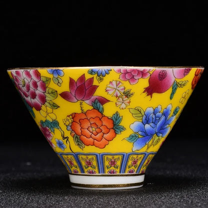 4 pcs/lot Chinese Exquisite Pastel Ceramic Teacup Coffee cup Handmade Porcelain Tea set Accessories Portable Personal Single Cup