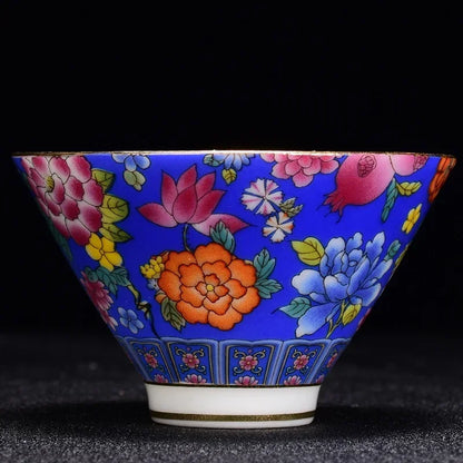 4 pcs/lot Chinese Exquisite Pastel Ceramic Teacup Coffee cup Handmade Porcelain Tea set Accessories Portable Personal Single Cup