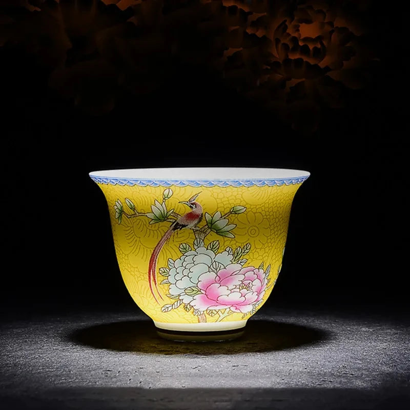 4 pcs/lot Chinese Exquisite Pastel Ceramic Teacup Coffee cup Handmade Porcelain Tea set Accessories Portable Personal Single Cup