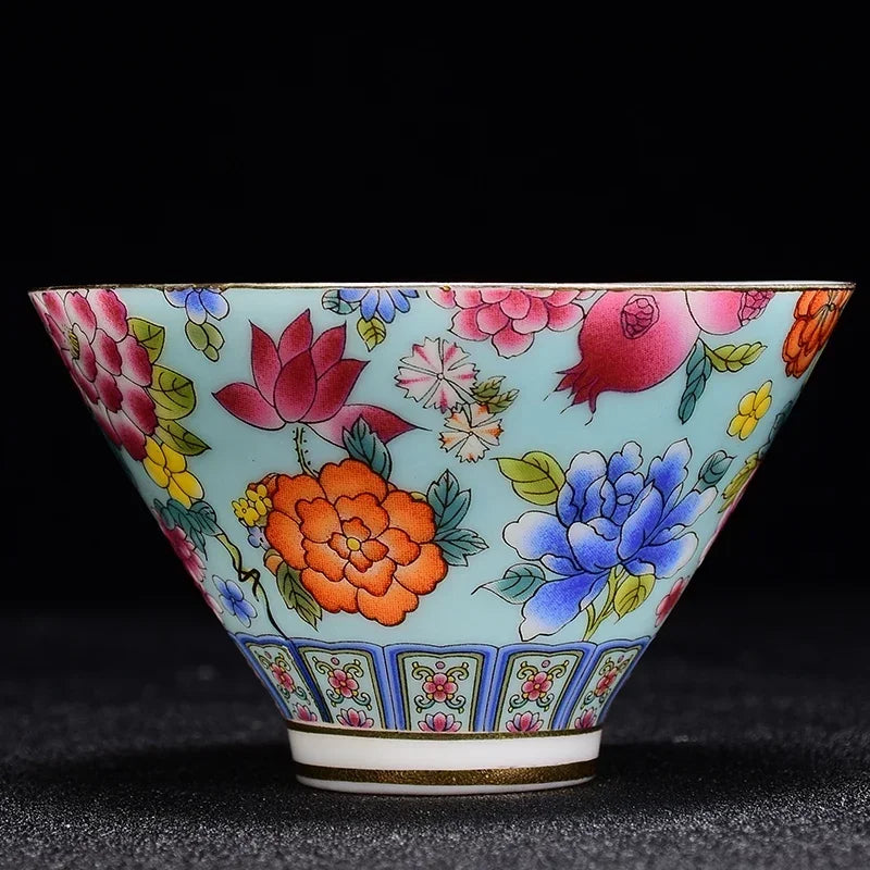 4 pcs/lot Chinese Exquisite Pastel Ceramic Teacup Coffee cup Handmade Porcelain Tea set Accessories Portable Personal Single Cup