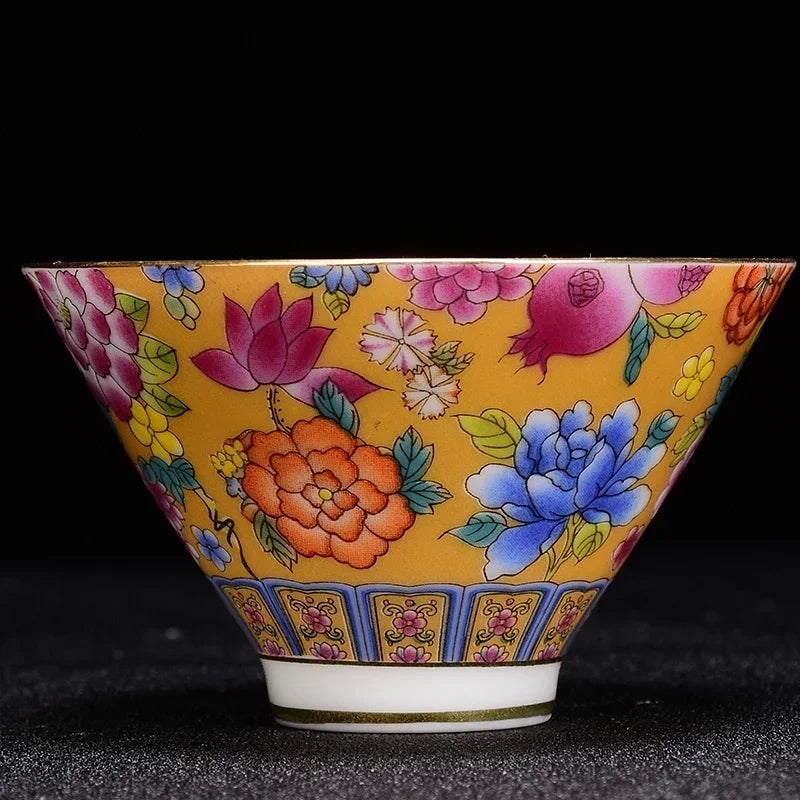 4 pcs/lot Chinese Exquisite Pastel Ceramic Teacup Coffee cup Handmade Porcelain Tea set Accessories Portable Personal Single Cup