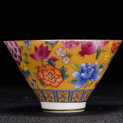 4 pcs/lot Chinese Exquisite Pastel Ceramic Teacup Coffee cup Handmade Porcelain Tea set Accessories Portable Personal Single Cup
