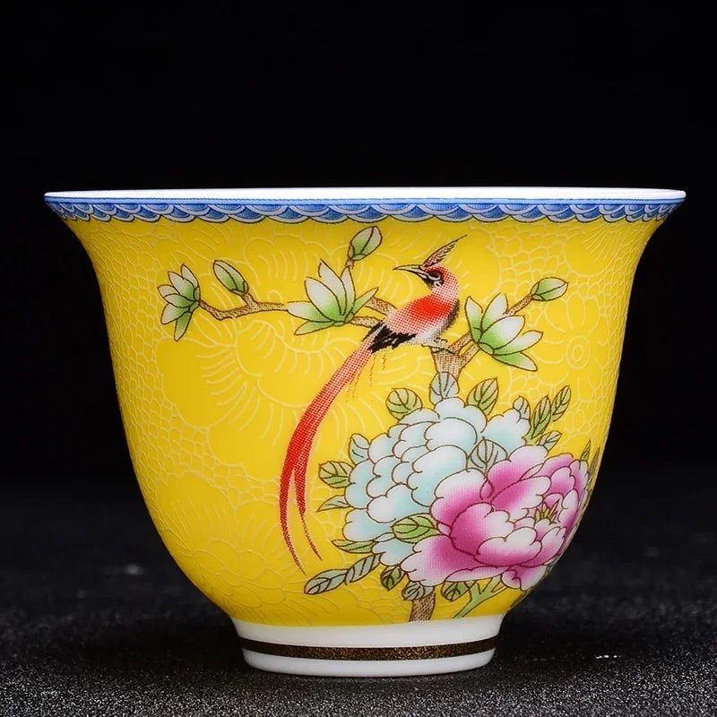 4 pcs/lot Chinese Exquisite Pastel Ceramic Teacup Coffee cup Handmade Porcelain Tea set Accessories Portable Personal Single Cup