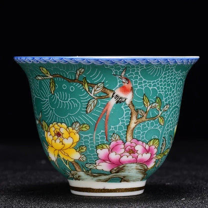 4 pcs/lot Chinese Exquisite Pastel Ceramic Teacup Coffee cup Handmade Porcelain Tea set Accessories Portable Personal Single Cup