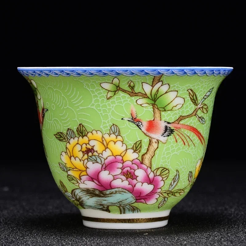 4 pcs/lot Chinese Exquisite Pastel Ceramic Teacup Coffee cup Handmade Porcelain Tea set Accessories Portable Personal Single Cup