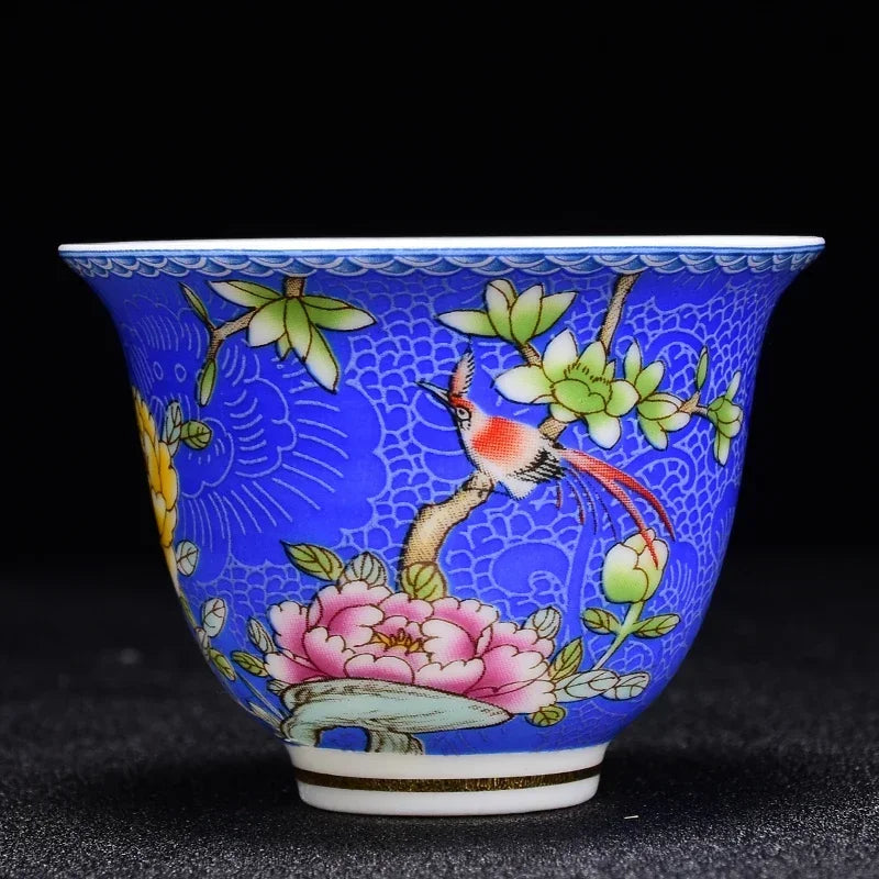 4 pcs/lot Chinese Exquisite Pastel Ceramic Teacup Coffee cup Handmade Porcelain Tea set Accessories Portable Personal Single Cup