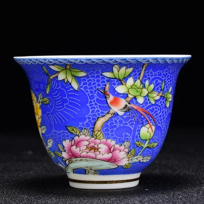 4 pcs/lot Chinese Exquisite Pastel Ceramic Teacup Coffee cup Handmade Porcelain Tea set Accessories Portable Personal Single Cup