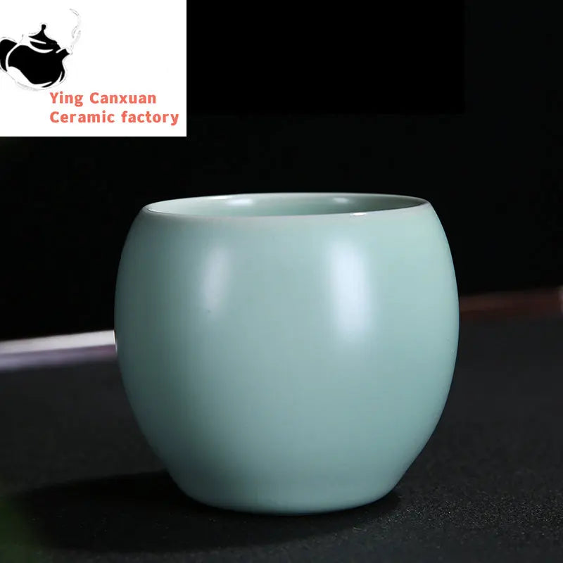 4 pcs/lot Solid color Ru Kiln Teacup Handmade Tea Bowl Ceramic Coffee cup Porcelain Tea set Accessories Single Cup Drinkware