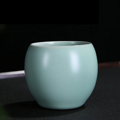 4 pcs/lot Solid color Ru Kiln Teacup Handmade Tea Bowl Ceramic Coffee cup Porcelain Tea set Accessories Single Cup Drinkware