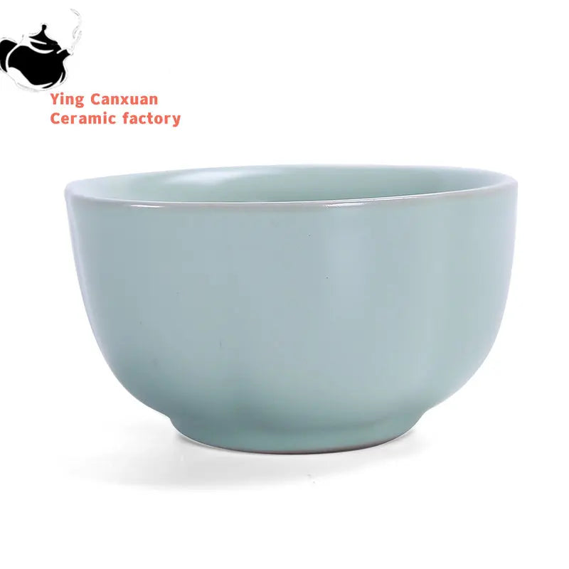 4 pcs/lot Solid color Ru Kiln Teacup Handmade Tea Bowl Ceramic Coffee cup Porcelain Tea set Accessories Single Cup Drinkware