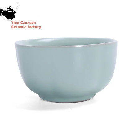 4 pcs/lot Solid color Ru Kiln Teacup Handmade Tea Bowl Ceramic Coffee cup Porcelain Tea set Accessories Single Cup Drinkware