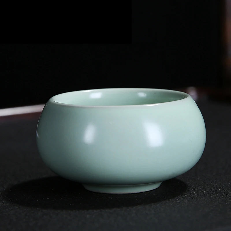 4 pcs/lot Solid color Ru Kiln Teacup Handmade Tea Bowl Ceramic Coffee cup Porcelain Tea set Accessories Single Cup Drinkware