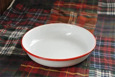 4 pcs set 22 cm Four enamel deep plates perfect for piling high with fresh salads or pasta
