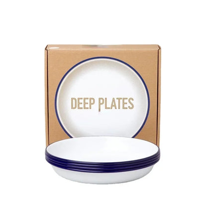 4 pcs set 22 cm Four enamel deep plates perfect for piling high with fresh salads or pasta