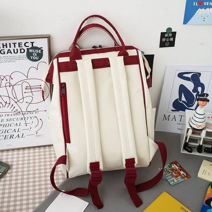 4-piece Fashionable Women's Backpack Canvas Large Capacity School Bags For Teenager Girls Mochila