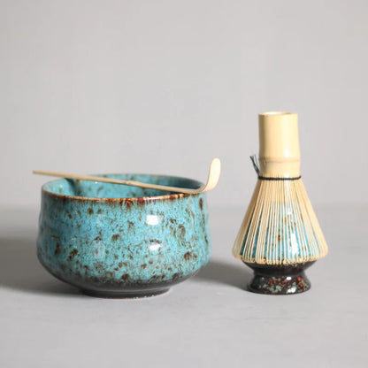 4-piece Matcha Bowl Porcelain Glaze Tea Set Japanese Tea Set Traditional Handmade Tea Tools  Japanese Tea Culture Gift Sets