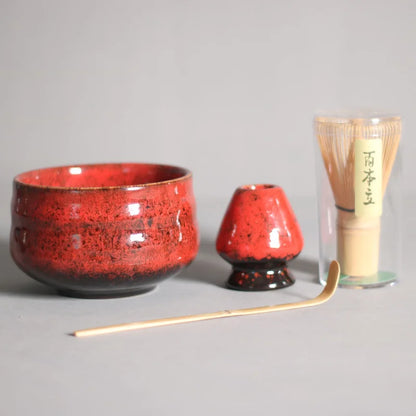 4-piece Matcha Bowl Porcelain Glaze Tea Set Japanese Tea Set Traditional Handmade Tea Tools  Japanese Tea Culture Gift Sets