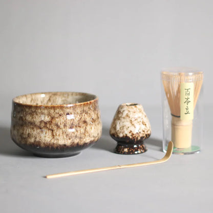 4-piece Matcha Bowl Porcelain Glaze Tea Set Japanese Tea Set Traditional Handmade Tea Tools  Japanese Tea Culture Gift Sets