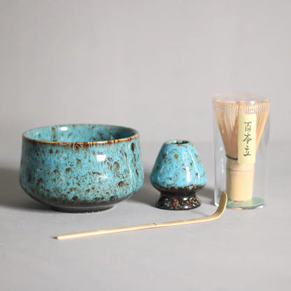4-piece Matcha Bowl Porcelain Glaze Tea Set Japanese Tea Set Traditional Handmade Tea Tools  Japanese Tea Culture Gift Sets