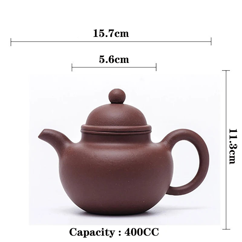 400CC Yixing Purple Clay Teapot Chinese Kettle Puer Tea Set Spherical Top Grade Teaware Real Handmade Kung Fu Zisha Tea Pot