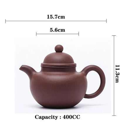 400CC Yixing Purple Clay Teapot Chinese Kettle Puer Tea Set Spherical Top Grade Teaware Real Handmade Kung Fu Zisha Tea Pot