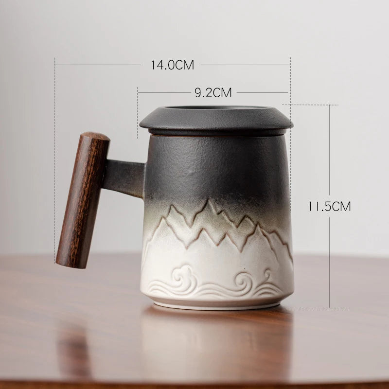 400ML Creative Tea Separation Cup Gradient Ceramic Mug Office Cup Tea Cup Personal Cup Retro Coffee Cup Tea For Milk Drinkware