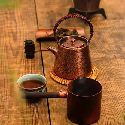 400ML Handmade Teapot Tea Kettle Hammered Handmade Retro Pot Pure Copper Teaware
