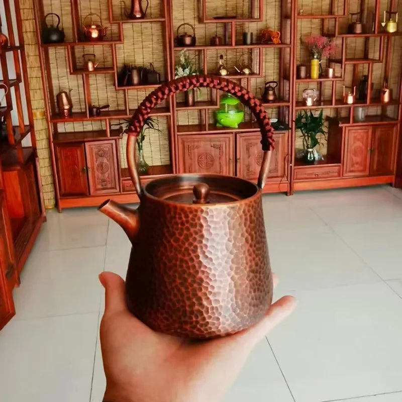 400ML Handmade Teapot Tea Kettle Hammered Handmade Retro Pot Pure Copper Teaware