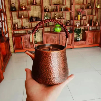 400ML Handmade Teapot Tea Kettle Hammered Handmade Retro Pot Pure Copper Teaware