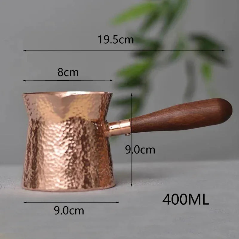 400ML Pure Copper Pitcher Jug Tea Pot With Wooden Handle Kettles Hammer Handcraft  Drinkware