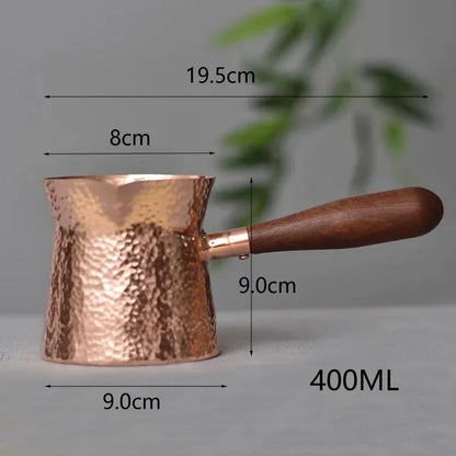 400ML Pure Copper Pitcher Jug Tea Pot With Wooden Handle Kettles Hammer Handcraft  Drinkware