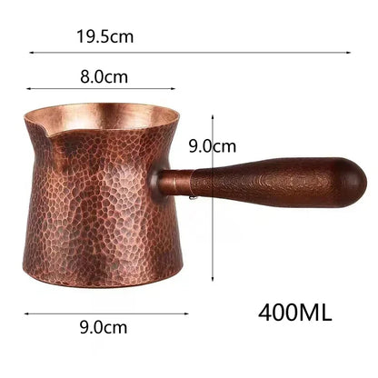 400ML Pure Copper Pitcher Jug Tea Pot With Wooden Handle Kettles Hammer Handcraft  Drinkware