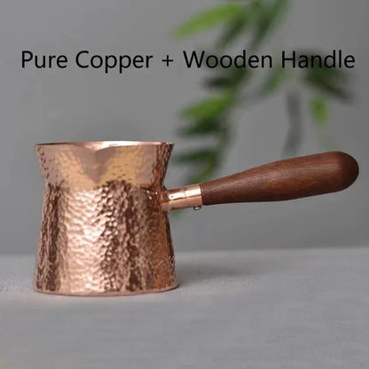 400ML Pure Copper Pitcher Jug Tea Pot With Wooden Handle Kettles Hammer Handcraft  Drinkware
