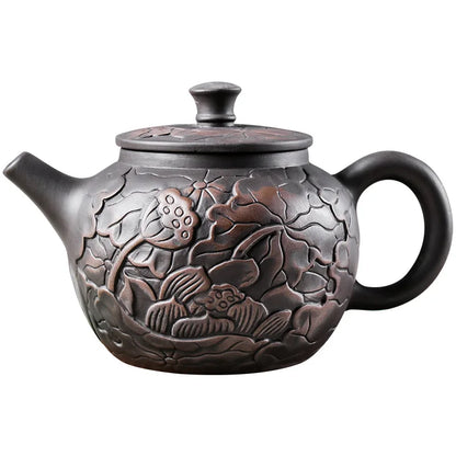400cc Purple Pottery Relief Fengming Pot Half-Handmade Large Capacity Teapot Purple Clay Pot Single Teapot Xi Shi Pot
