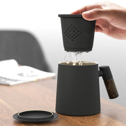 400ml Ceramic Coffee  Tea Mug With Handle Filter Lid For Home Porcelain Cup Office Tea Mug Premium Gifts Tea Strainer