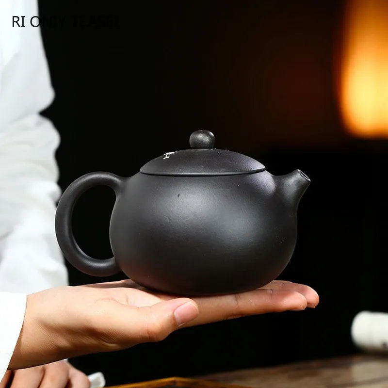 400ml Classic Yixing Purple Clay Teapot Raw Ore Black Mud Xishi Tea Pot Zisha High Capacity Plum Bossom Tea Kettle Home Tea Set