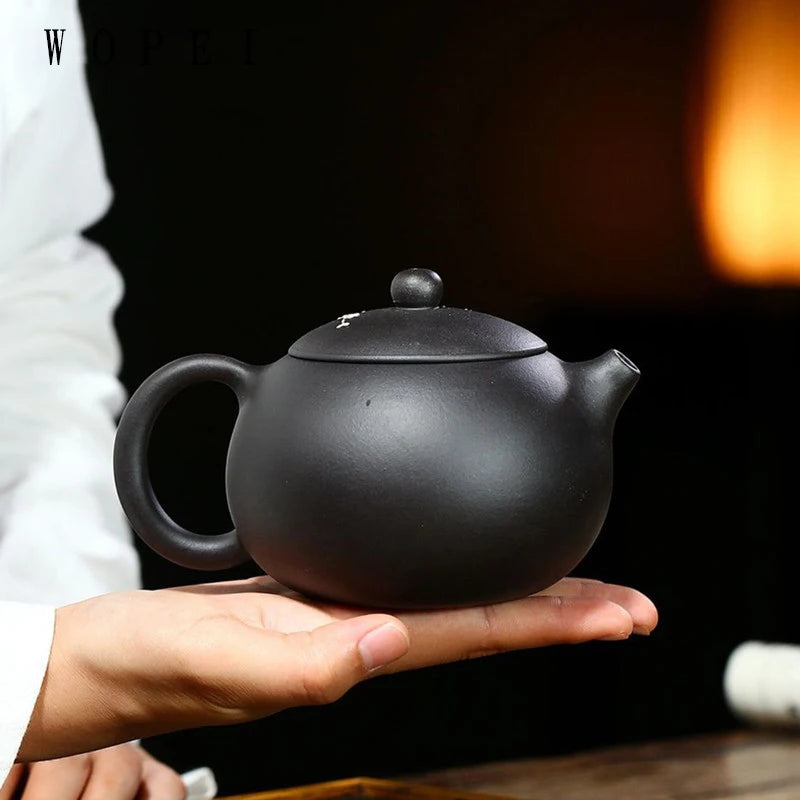400ml Classic Yixing Purple Clay Teapot Raw Ore Black Mud Xishi Tea Pot Zisha High Capacity Plum Bossom Tea Kettle Home Tea Set