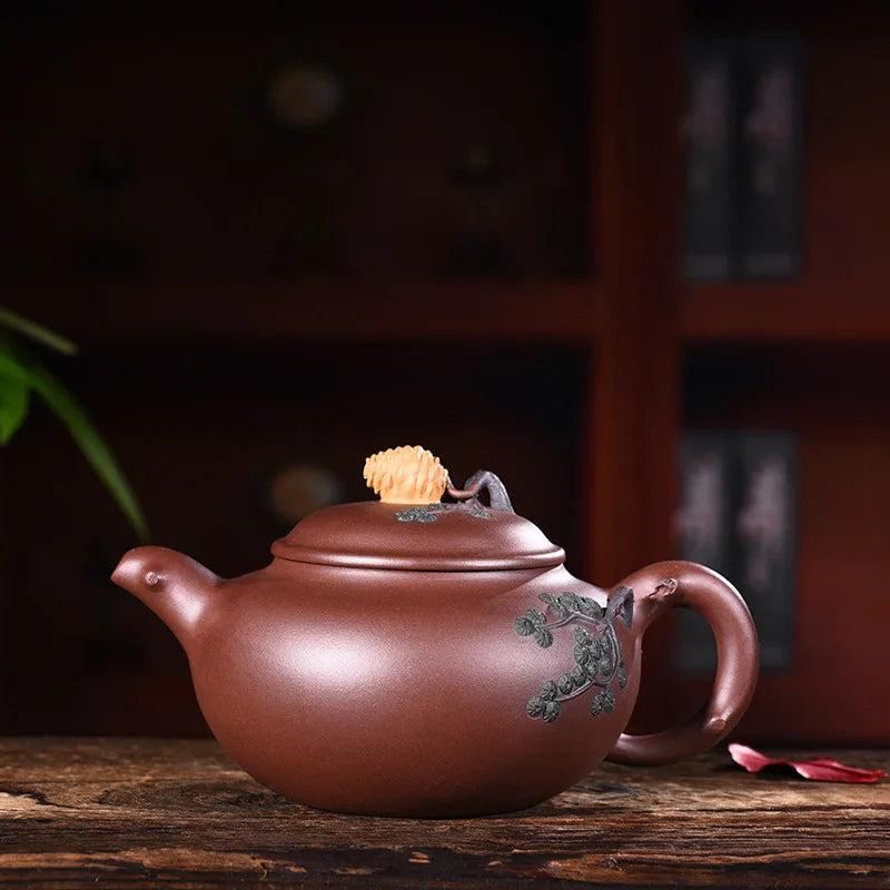 400ml Genuine Yixing Zisha Tea Pot Famous Handmade Raw Ore Purple Clay Pine Teapot Kung Fu Tea Kettle Free Shipping