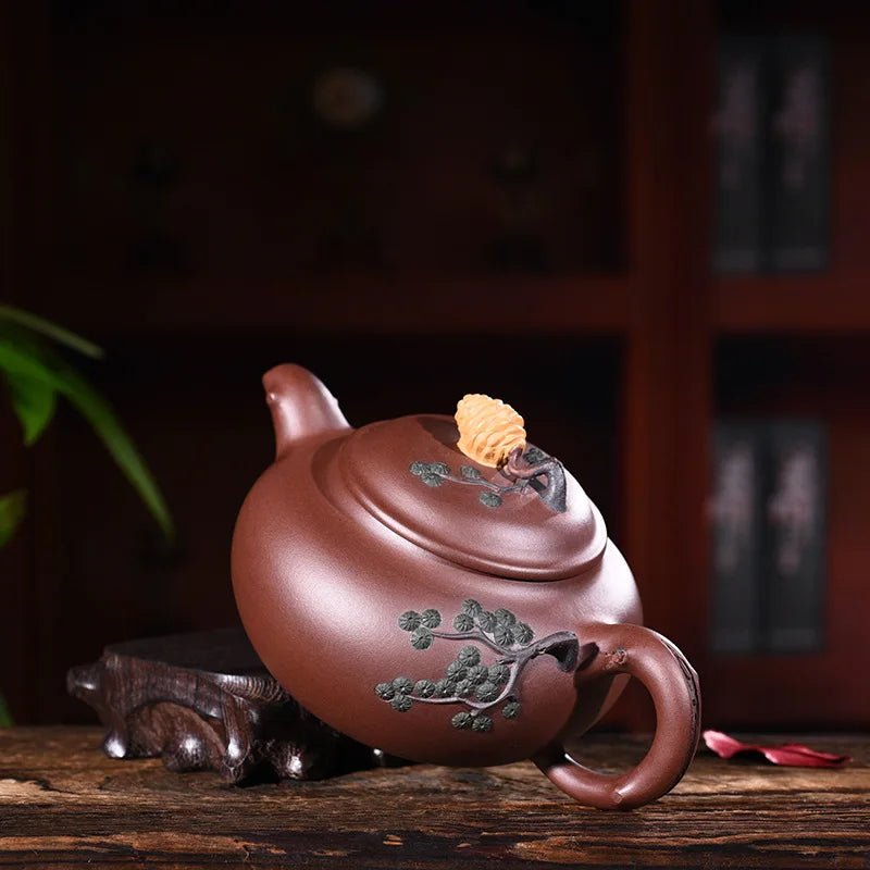400ml Genuine Yixing Zisha Tea Pot Famous Handmade Raw Ore Purple Clay Pine Teapot Kung Fu Tea Kettle Free Shipping