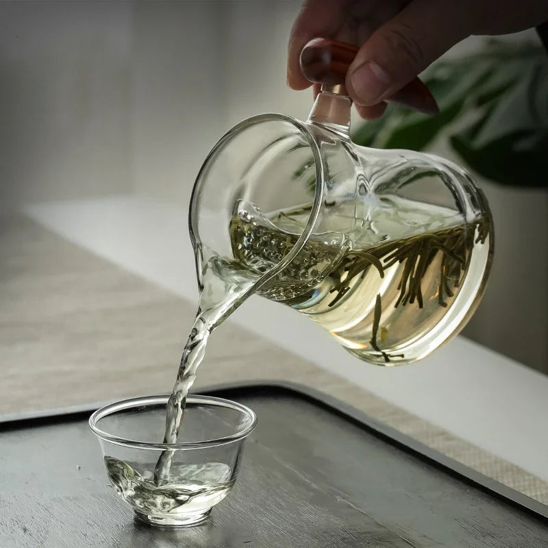 400ml Heat-resistant Glass Fair Cup Tea Leak Set Green Tea Cup Crescent Tea Maker Pot with Filter Teas Set Divider Even Cup